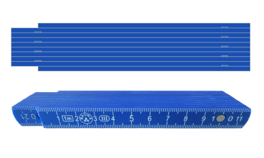 Kunststoffzollstock 1m, 1-seitig bedruckt Blau