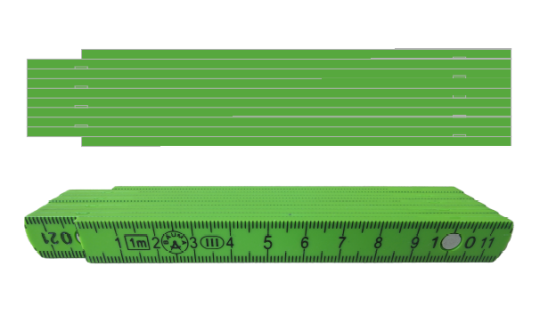 Kunststoffzollstock 1m, 1-seitig bedruckt Grün