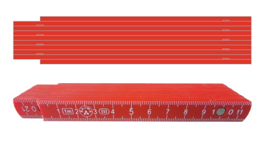 Kunststoffzollstock 1m, 1-seitig bedruckt Rot
